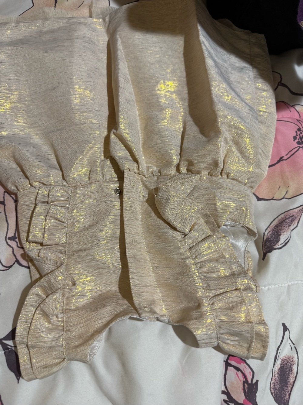 Carter's Gold Shimmery Ruffle Dress - Picture 3 of 16